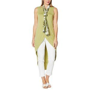NWT G BY GIULIANA ECOLUXE DRAMA TANK WITH SCARF SAGE PXL